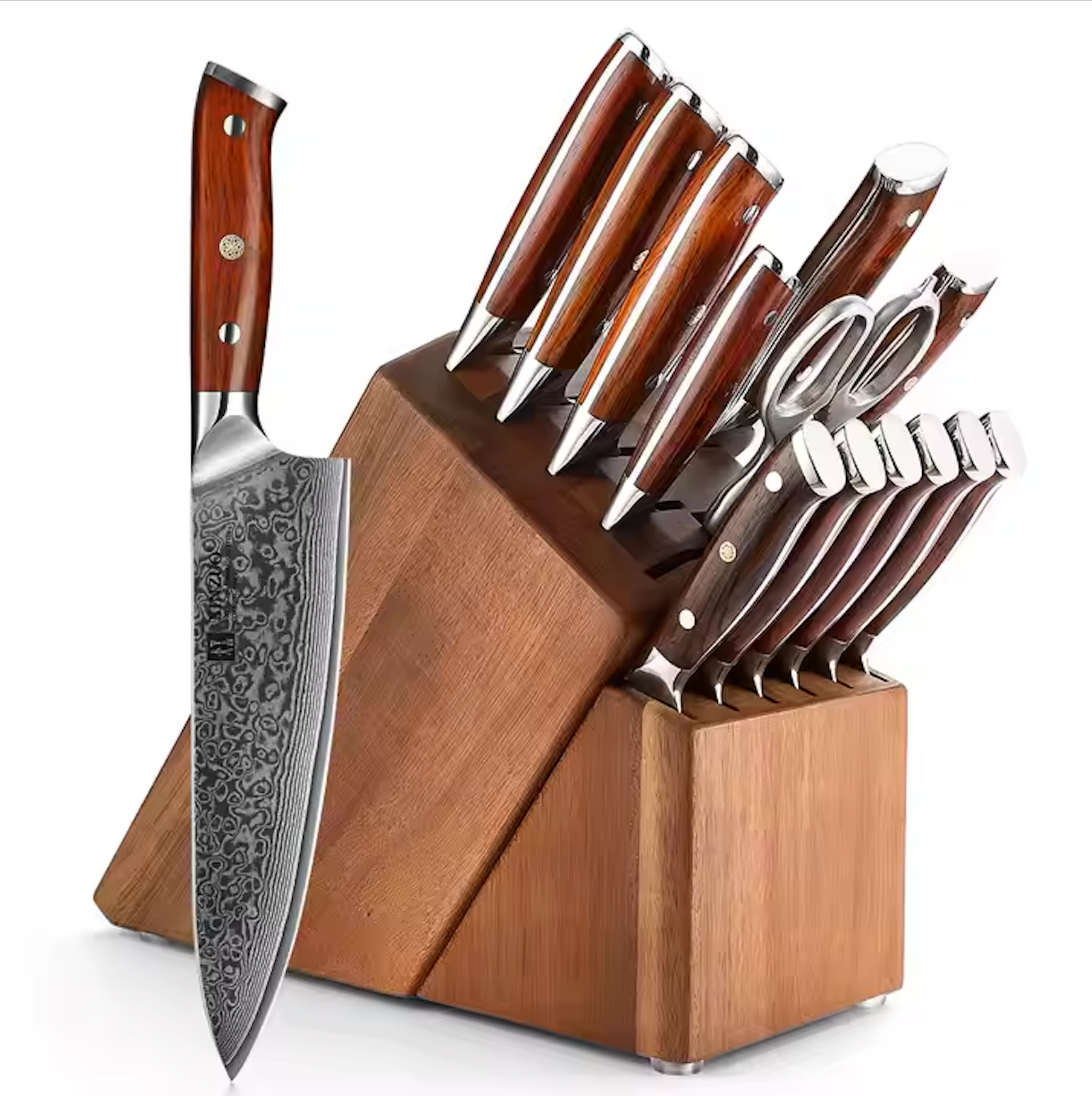 15 pcs Damascus Steel Chef Knives Set
